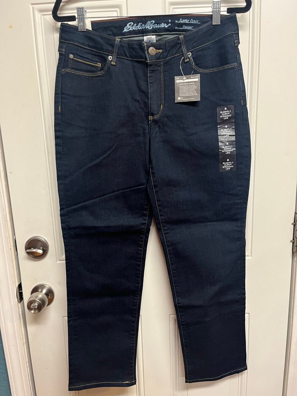 Eddie Bauer slightly curvy straight leg women’s jeans in WT size 8